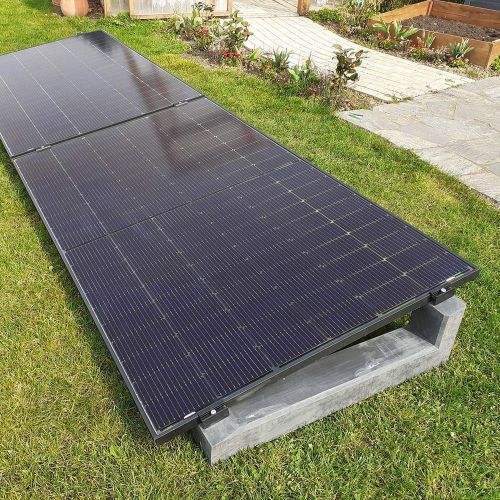 10° Flachdach Aufständerung aus Feinbeton Set für 2 Module nebeneinander